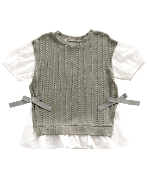 Bee des Bee(ビーデスビー)の「ベスト重ね着風 半袖シャツトップス(Tシャツ/カットソー・キッズ・オレンジ/チャコール/ブラック/ベージュ・110cm/100cm/120cm/150cm/140cm/130cm)」の18枚目の写真