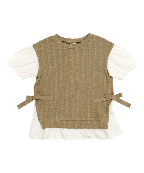 Bee des Bee(ビーデスビー)の「ベスト重ね着風 半袖シャツトップス(Tシャツ/カットソー・キッズ・オレンジ/チャコール/ブラック/ベージュ・110cm/100cm/120cm/150cm/140cm/130cm)」の11枚目の写真