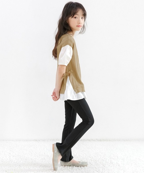 Bee des Bee(ビーデスビー)の「ベスト重ね着風 半袖シャツトップス(Tシャツ/カットソー・キッズ・オレンジ/チャコール/ブラック/ベージュ・110cm/100cm/120cm/150cm/140cm/130cm)」の14枚目の写真