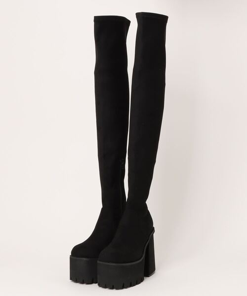 EMODA(エモダ)の「スクエアフィットロングブーツ(ブーツ・レディース・ブラック・SMALL)」の1枚目の写真