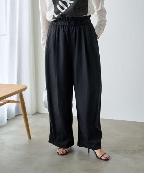 PUAL CE CIN(ピュアルセシン)の「麻テンセルツイルウエストフリルパンツ(その他パンツ・レディース・ブラック/ベージュ/ブラウン系・FREE)」の14枚目の写真