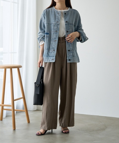 PUAL CE CIN(ピュアルセシン)の「麻テンセルツイルウエストフリルパンツ(その他パンツ・レディース・ブラック/ベージュ/ブラウン系・FREE)」の7枚目の写真