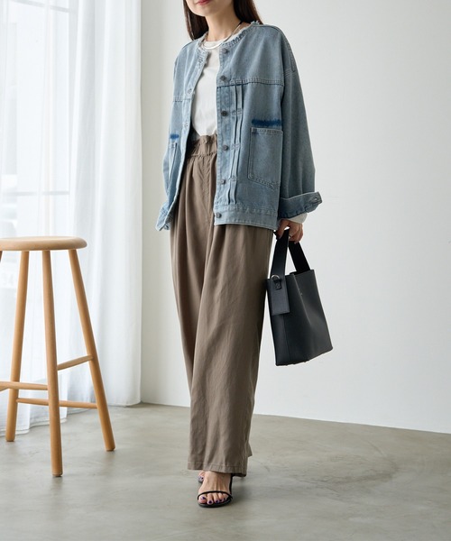 PUAL CE CIN(ピュアルセシン)の「麻テンセルツイルウエストフリルパンツ(その他パンツ・レディース・ブラック/ベージュ/ブラウン系・FREE)」の8枚目の写真