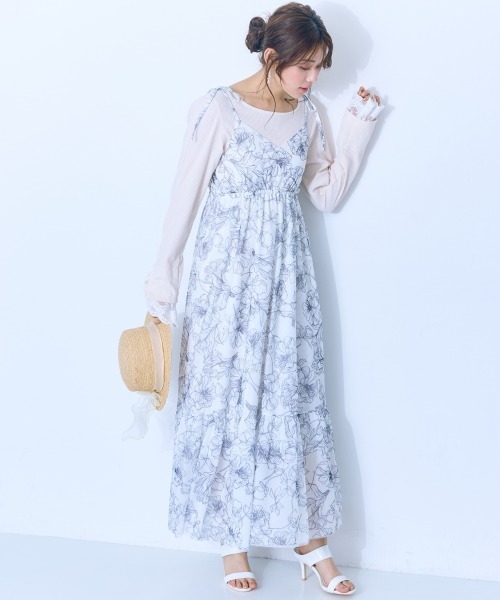 marun（マルン）の「＜大きいサイズ＞ チュールキャミワンピース marun（ワンピース・レディース・ピンク/アイボリー系/ブラック・LL/3L/4L/5L/L）」の2枚目の写真