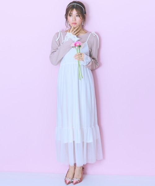 marun（マルン）の「＜大きいサイズ＞ チュールキャミワンピース marun（ワンピース・レディース・ピンク/アイボリー系/ブラック・LL/3L/4L/5L/L）」の20枚目の写真