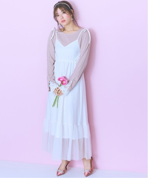 marun（マルン）の「＜大きいサイズ＞ チュールキャミワンピース marun（ワンピース・レディース・ピンク/アイボリー系/ブラック・LL/3L/4L/5L/L）」の21枚目の写真