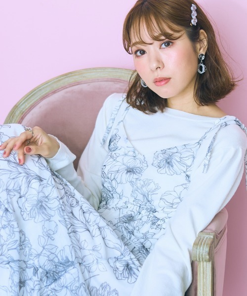 marun（マルン）の「＜大きいサイズ＞ チュールキャミワンピース marun（ワンピース・レディース・ピンク/アイボリー系/ブラック・LL/3L/4L/5L/L）」の4枚目の写真