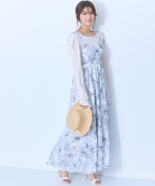 marun（マルン）の「＜大きいサイズ＞ チュールキャミワンピース marun（ワンピース・レディース・ピンク/アイボリー系/ブラック・LL/3L/4L/5L/L）」の8枚目の写真