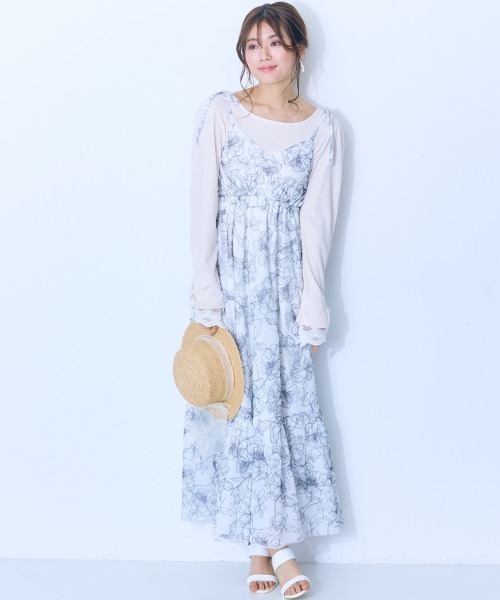 marun（マルン）の「＜大きいサイズ＞ チュールキャミワンピース marun（ワンピース・レディース・ピンク/アイボリー系/ブラック・LL/3L/4L/5L/L）」の9枚目の写真