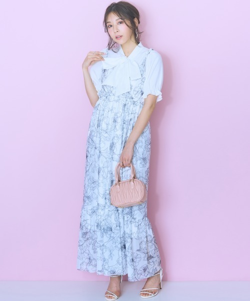 marun（マルン）の「＜大きいサイズ＞ チュールキャミワンピース marun（ワンピース・レディース・ピンク/アイボリー系/ブラック・LL/3L/4L/5L/L）」の11枚目の写真