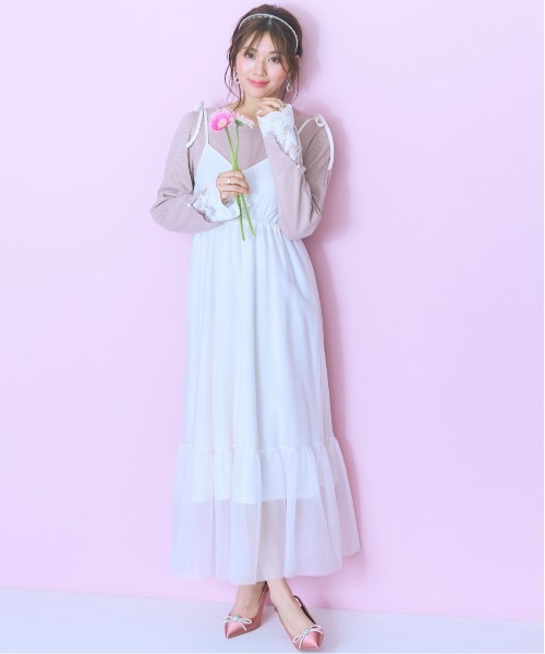 marun（マルン）の「＜大きいサイズ＞ チュールキャミワンピース marun（ワンピース・レディース・ピンク/アイボリー系/ブラック・LL/3L/4L/5L/L）」の18枚目の写真