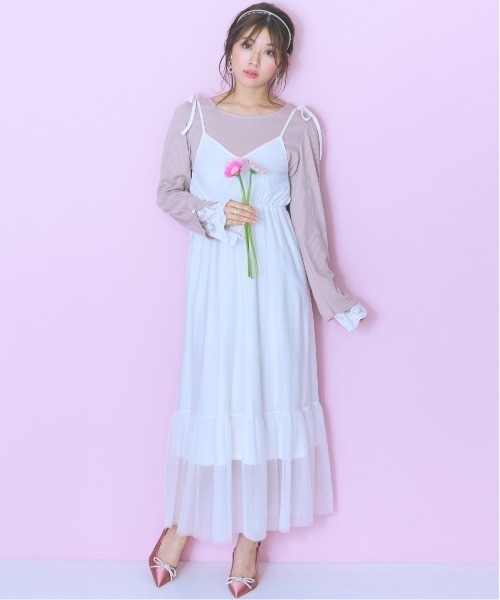 marun（マルン）の「＜大きいサイズ＞ チュールキャミワンピース marun（ワンピース・レディース・ピンク/アイボリー系/ブラック・LL/3L/4L/5L/L）」の19枚目の写真