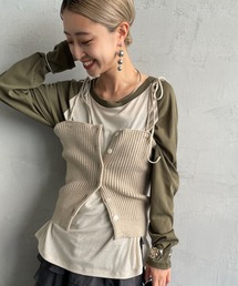 By/m | [By/m/バイエム] マルチWAY フロントボタン リブニットビスチェ(キャミソール)