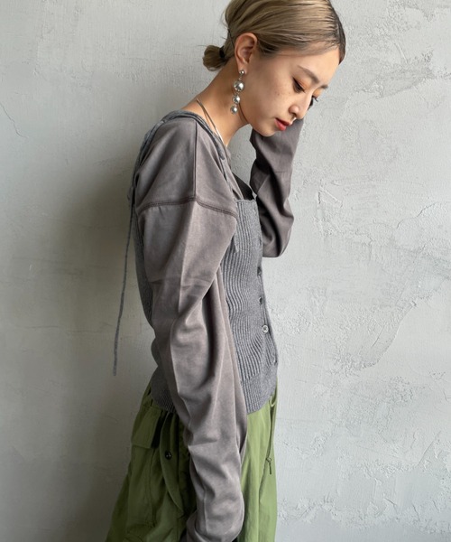 By/m（バイエム）の「[By/m/バイエム] マルチWAY フロントボタン リブニットビスチェ（キャミソール・レディース・ブラック/グレー/ブラウン/ベージュ・F）」の14枚目の写真