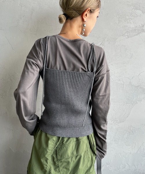 By/m（バイエム）の「[By/m/バイエム] マルチWAY フロントボタン リブニットビスチェ（キャミソール・レディース・ブラック/グレー/ブラウン/ベージュ・F）」の13枚目の写真