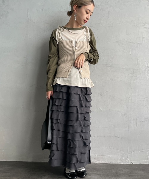 By/m（バイエム）の「[By/m/バイエム] マルチWAY フロントボタン リブニットビスチェ（キャミソール・レディース・ブラック/グレー/ブラウン/ベージュ・F）」の8枚目の写真