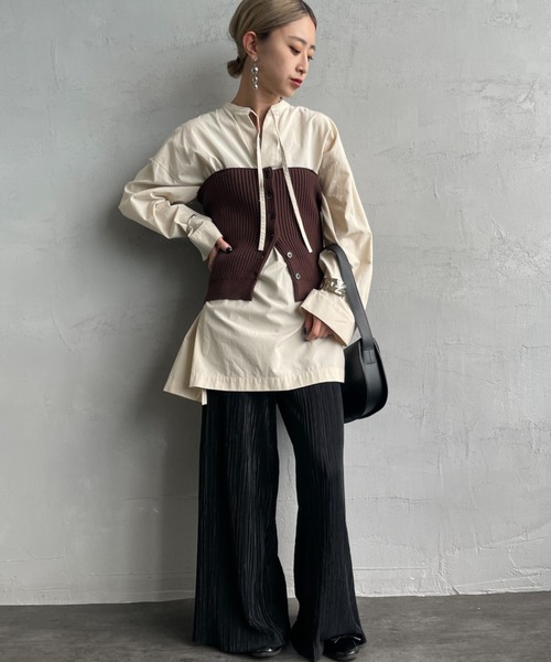 By/m（バイエム）の「[By/m/バイエム] マルチWAY フロントボタン リブニットビスチェ（キャミソール・レディース・ブラック/グレー/ブラウン/ベージュ・F）」の9枚目の写真