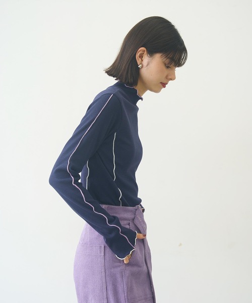 MILKFED.（ミルクフェド）の「OVERLOCK STITCHED TOP（Tシャツ/カットソー・レディース・オフホワイト/ネイビー/カーキ・ONE SIZE）」の3枚目の写真