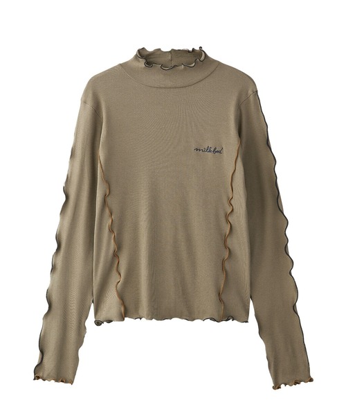 MILKFED.（ミルクフェド）の「OVERLOCK STITCHED TOP（Tシャツ/カットソー・レディース・オフホワイト/ネイビー/カーキ・ONE SIZE）」の5枚目の写真
