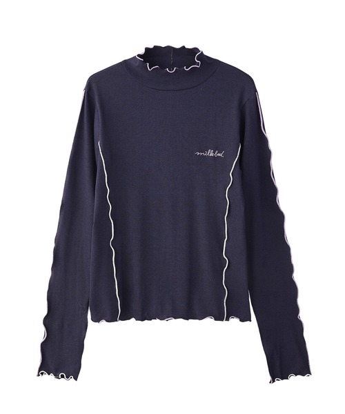 MILKFED.（ミルクフェド）の「OVERLOCK STITCHED TOP（Tシャツ/カットソー・レディース・オフホワイト/ネイビー/カーキ・ONE SIZE）」の6枚目の写真