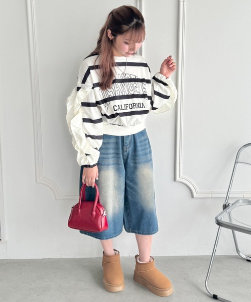 SOLLON.(ソルロン)の「7分丈ワイドデニムハーフパンツ(デニムパンツ・レディース・ブルー・M)」の9枚目の写真