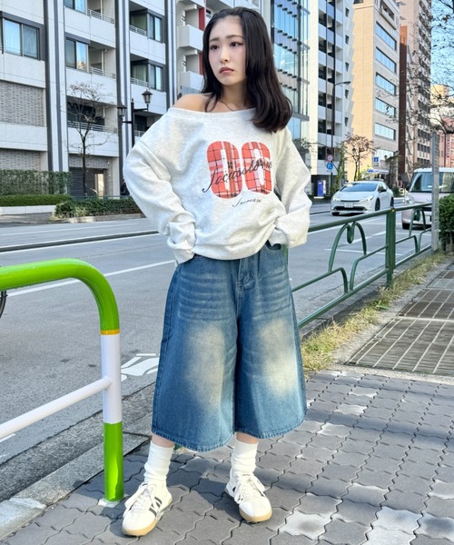 SOLLON.(ソルロン)の「7分丈ワイドデニムハーフパンツ(デニムパンツ・レディース・ブルー・M)」の12枚目の写真