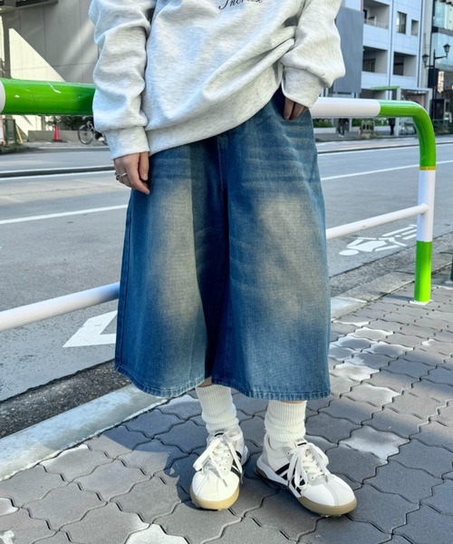 SOLLON.(ソルロン)の「7分丈ワイドデニムハーフパンツ(デニムパンツ・レディース・ブルー・M)」の22枚目の写真