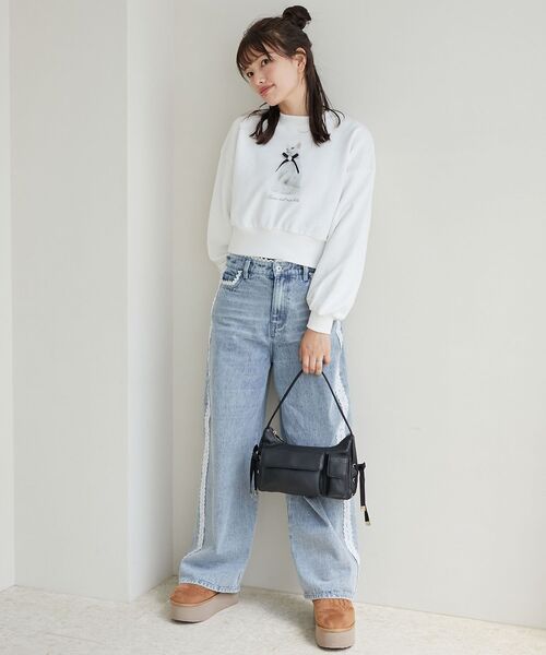MAJESTIC LEGON（マジェスティックレゴン）の「リボン厚底フェイクムートンブーツ（ブーツ・レディース・ベージュ/キャメル・MEDIUM/LARGE）」の6枚目の写真