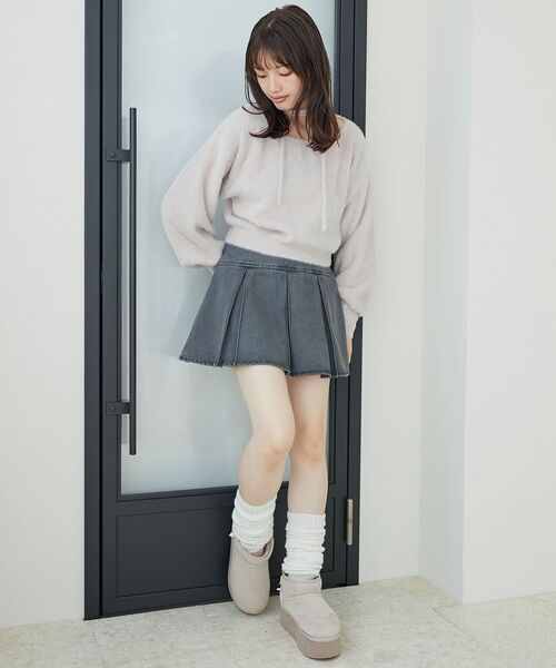 MAJESTIC LEGON（マジェスティックレゴン）の「リボン厚底フェイクムートンブーツ（ブーツ・レディース・ベージュ/キャメル・MEDIUM/LARGE）」の3枚目の写真