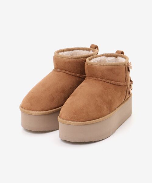 MAJESTIC LEGON（マジェスティックレゴン）の「リボン厚底フェイクムートンブーツ（ブーツ・レディース・ベージュ/キャメル・MEDIUM/LARGE）」の16枚目の写真