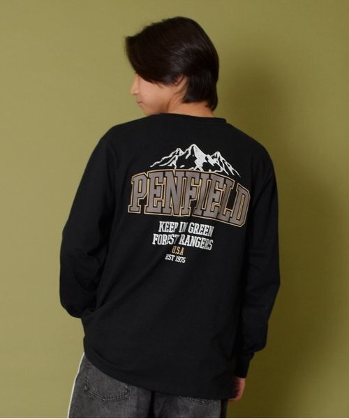 PEN FIELD（ペンフィールド）の「【Penfield】USAコットン・バックロゴプリント長袖Tシャツ（Tシャツ/カットソー・キッズ・オートミール/グリーン/ブラック・S/M/L/LL）」の2枚目の写真