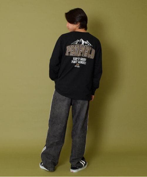 PEN FIELD（ペンフィールド）の「【Penfield】USAコットン・バックロゴプリント長袖Tシャツ（Tシャツ/カットソー・キッズ・オートミール/グリーン/ブラック・S/M/L/LL）」の8枚目の写真