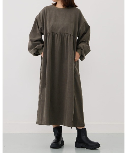 MHL. ロングワンピース コーデュロイ ダークブラウン WEB限定】〈洗濯