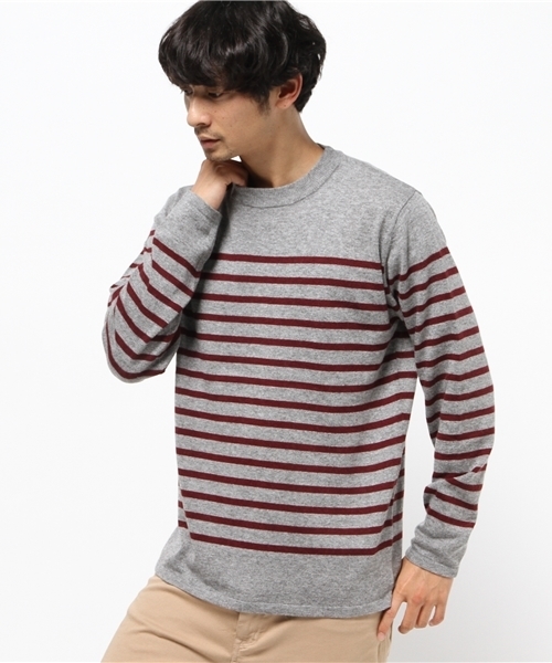 CIAOPANIC TYPY（チャオパニックティピー）の「【CIAOPANIC TYPY】アンゴラミックスマリンボーダーニットプルオーバー（ニット/セーター・メンズ・ネイビー/グレー/ホワイト/キャメル・MEDIUM/SMALL/LARGE）」の10枚目の写真