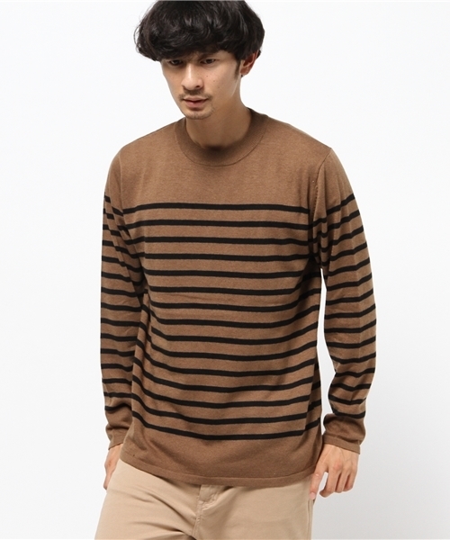 CIAOPANIC TYPY（チャオパニックティピー）の「【CIAOPANIC TYPY】アンゴラミックスマリンボーダーニットプルオーバー（ニット/セーター・メンズ・ネイビー/グレー/ホワイト/キャメル・MEDIUM/SMALL/LARGE）」の4枚目の写真