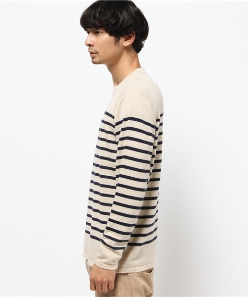 CIAOPANIC TYPY（チャオパニックティピー）の「【CIAOPANIC TYPY】アンゴラミックスマリンボーダーニットプルオーバー（ニット/セーター・メンズ・ネイビー/グレー/ホワイト/キャメル・MEDIUM/SMALL/LARGE）」の5枚目の写真