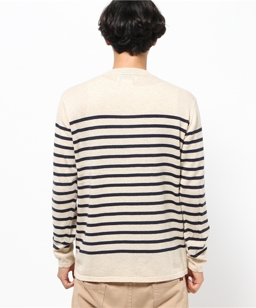 CIAOPANIC TYPY（チャオパニックティピー）の「【CIAOPANIC TYPY】アンゴラミックスマリンボーダーニットプルオーバー（ニット/セーター・メンズ・ネイビー/グレー/ホワイト/キャメル・MEDIUM/SMALL/LARGE）」の6枚目の写真