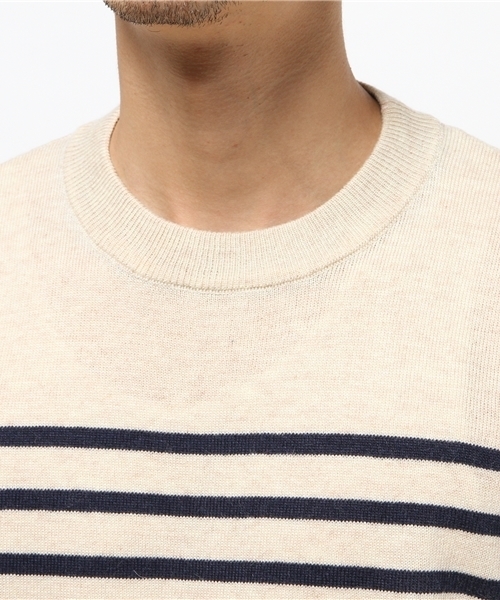 CIAOPANIC TYPY（チャオパニックティピー）の「【CIAOPANIC TYPY】アンゴラミックスマリンボーダーニットプルオーバー（ニット/セーター・メンズ・ネイビー/グレー/ホワイト/キャメル・MEDIUM/SMALL/LARGE）」の7枚目の写真