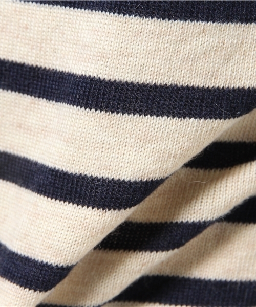 CIAOPANIC TYPY（チャオパニックティピー）の「【CIAOPANIC TYPY】アンゴラミックスマリンボーダーニットプルオーバー（ニット/セーター・メンズ・ネイビー/グレー/ホワイト/キャメル・MEDIUM/SMALL/LARGE）」の9枚目の写真