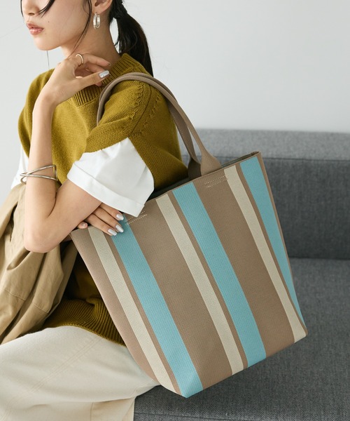 CRAFT STANDARD BOUTIQUE（クラフトスタンダードブティック）の「ストライプニットトート（トートバッグ・レディース・ブラウン系その他4/イエロー系その他2/グレー系その他2・FREE）」の2枚目の写真