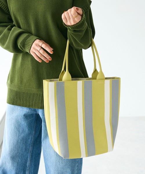 CRAFT STANDARD BOUTIQUE（クラフトスタンダードブティック）の「ストライプニットトート（トートバッグ・レディース・ブラウン系その他4/イエロー系その他2/グレー系その他2・FREE）」の3枚目の写真
