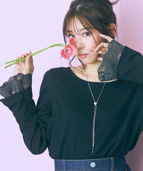 marun（マルン）の「＜大きいサイズ＞  レースデザイントップス　marun（Tシャツ/カットソー・レディース・アイボリー/ピンクベージュ/ブラック/グレー・L/LL/3L/4L/5L）」の3枚目の写真