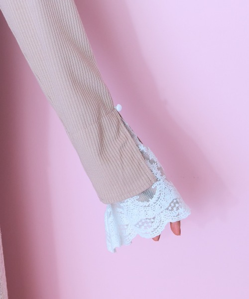 marun（マルン）の「＜大きいサイズ＞  レースデザイントップス　marun（Tシャツ/カットソー・レディース・アイボリー/ピンクベージュ/ブラック/グレー・L/LL/3L/4L/5L）」の16枚目の写真