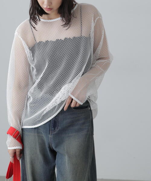 FREE'S MART（フリーズマート）の「◆メッシュロングTシャツ（Tシャツ/カットソー・レディース・ブラック/ホワイト・FREE）」の15枚目の写真