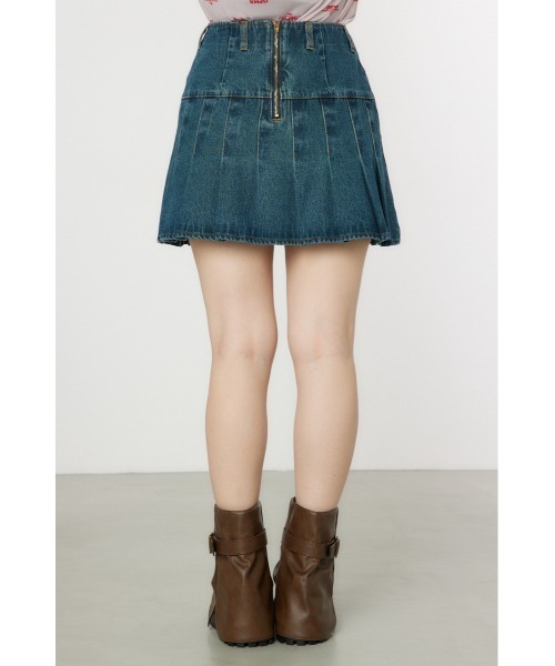 RODEO CROWNS WIDE BOWL(ロデオクラウンズワイドボウル)の「デニムプリーツミニスカート(デニムスカート・レディース・ブルー/ブラウン・SMALL/MEDIUM)」の5枚目の写真