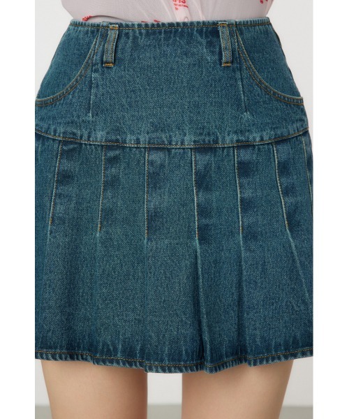 RODEO CROWNS WIDE BOWL(ロデオクラウンズワイドボウル)の「デニムプリーツミニスカート(デニムスカート・レディース・ブルー/ブラウン・SMALL/MEDIUM)」の6枚目の写真