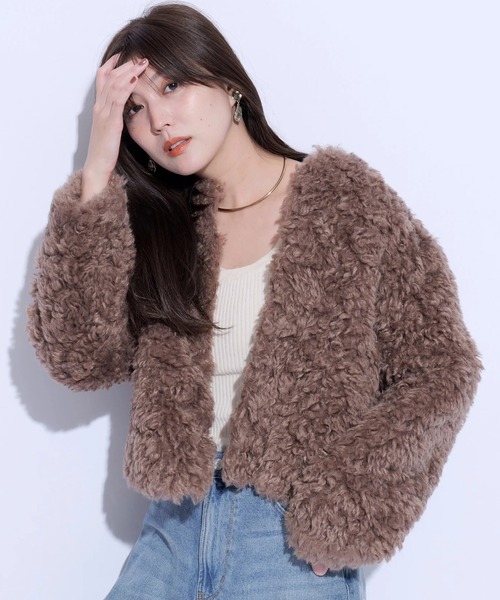 Mystrada ふわふわボアショートコート 紗栄子着用 Mystrada