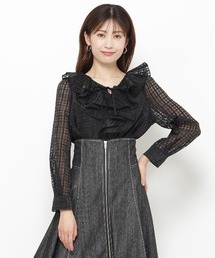 AND COUTURE | シアーチェックフリルブラウス(シャツ/ブラウス)