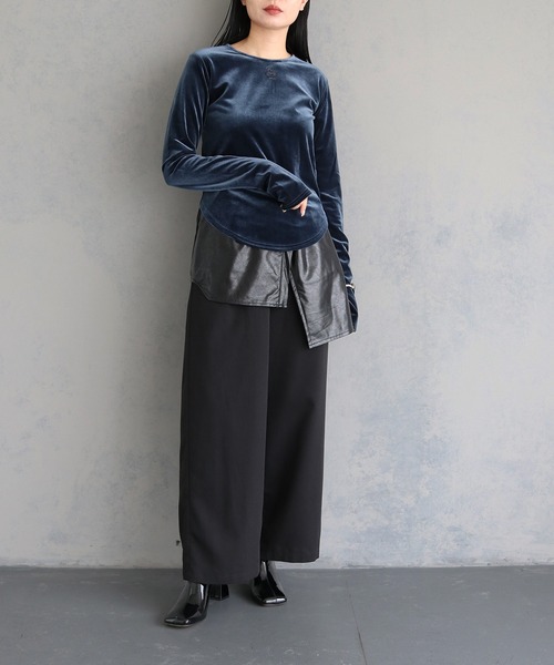 &g'aime（アンジェム）の「【&g’aime】刺繍ロゴクルーネックベロアトップス　EMBROIDERY LOGO CREWNECK VELOR TOPS（Tシャツ/カットソー・レディース・ブラック/ブルー・FREE）」の21枚目の写真