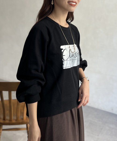 Chez toi(シェトワ)の「箔プリント裏毛ラグランプルオーバー(Tシャツ/カットソー・レディース・ブルー/オフホワイト/ブラック・FREE)」の17枚目の写真